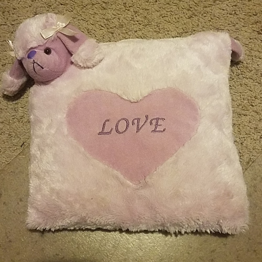 Purple Heart Love Poodle Plush Pillow 11x11